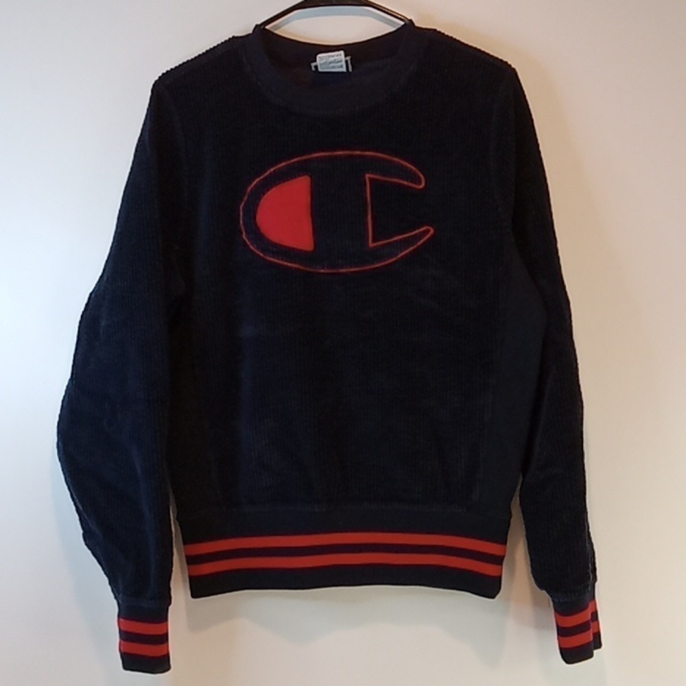 Vintage Champion Corduroy Long Sleeve Sweater Pullover Men's Sz S EUC NICE!